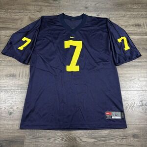 Vintage Nike Team Football Jersey Mens Large Blue #7 Authentic Mesh 90s Michigan